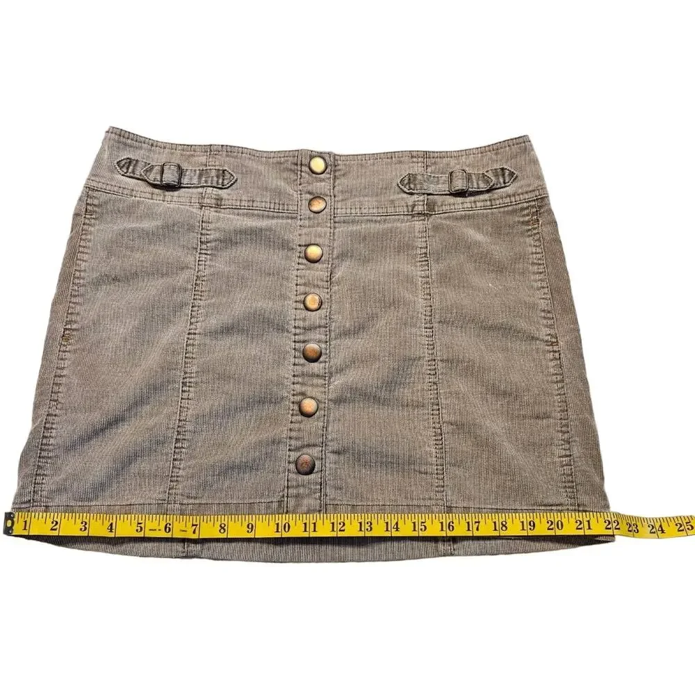 Gap Women's Corduroy Mini Skirt Tan/Brown A Line Snap Front with Pockets Size 12